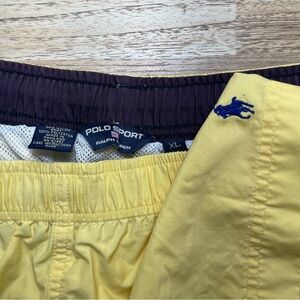 Polo‎ Sport Ralph Lauren Mesh Lined Drawstring Swim Trunks Men Blue Pony Vintage